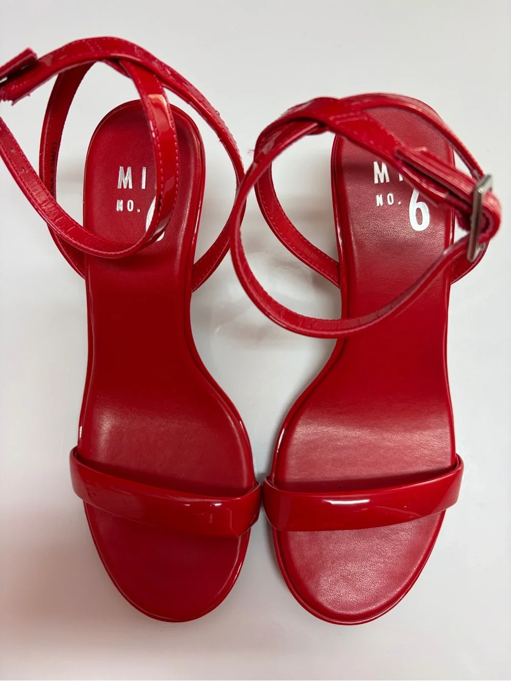 Mix No. 6 Red Patent Ankle-Strap Heels